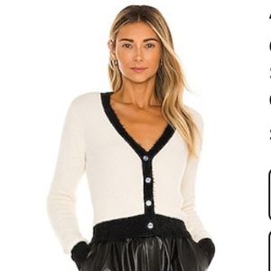 Revolve cream & black fuzzy cardigan